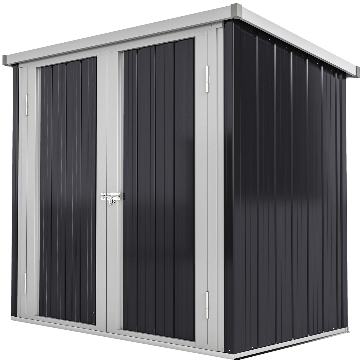 5x3 Lean to Shed with Lockable Door, Durable Metal Shed for Garden, Patio, Lawn