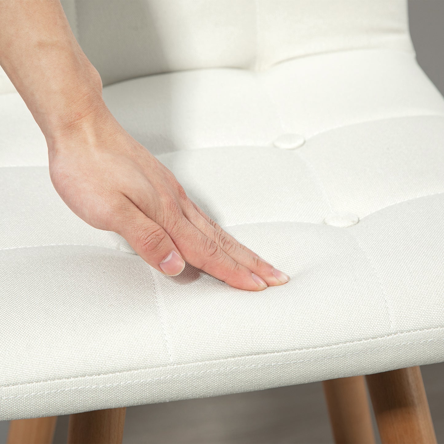 Stylish Upholstered Modern Kitchen Bar Stools Set of 2, Solid Wood Legs