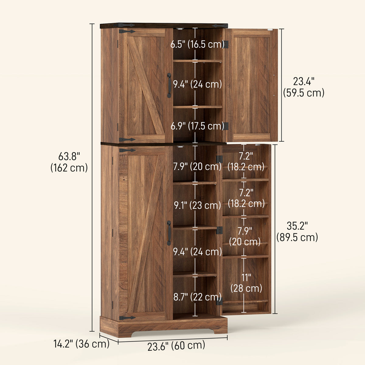 Tall Kitchen Pantry Cabinet with Spice Racks and Adjustable Shelves – 24"W x 64"H