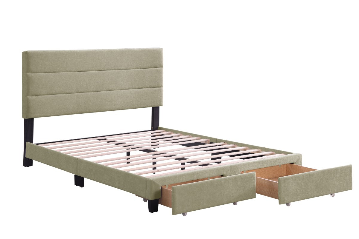 QUEEN PLATFORM STORAGE BED - BLUE