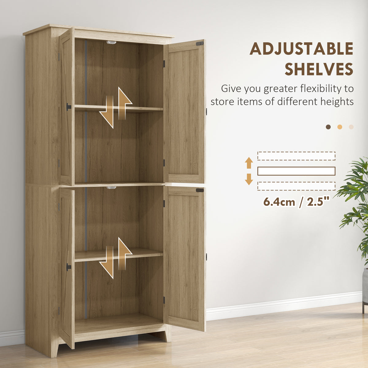 Kitchen Pantry Cabinet with Doors and Shelves – 32"W x 72"H
