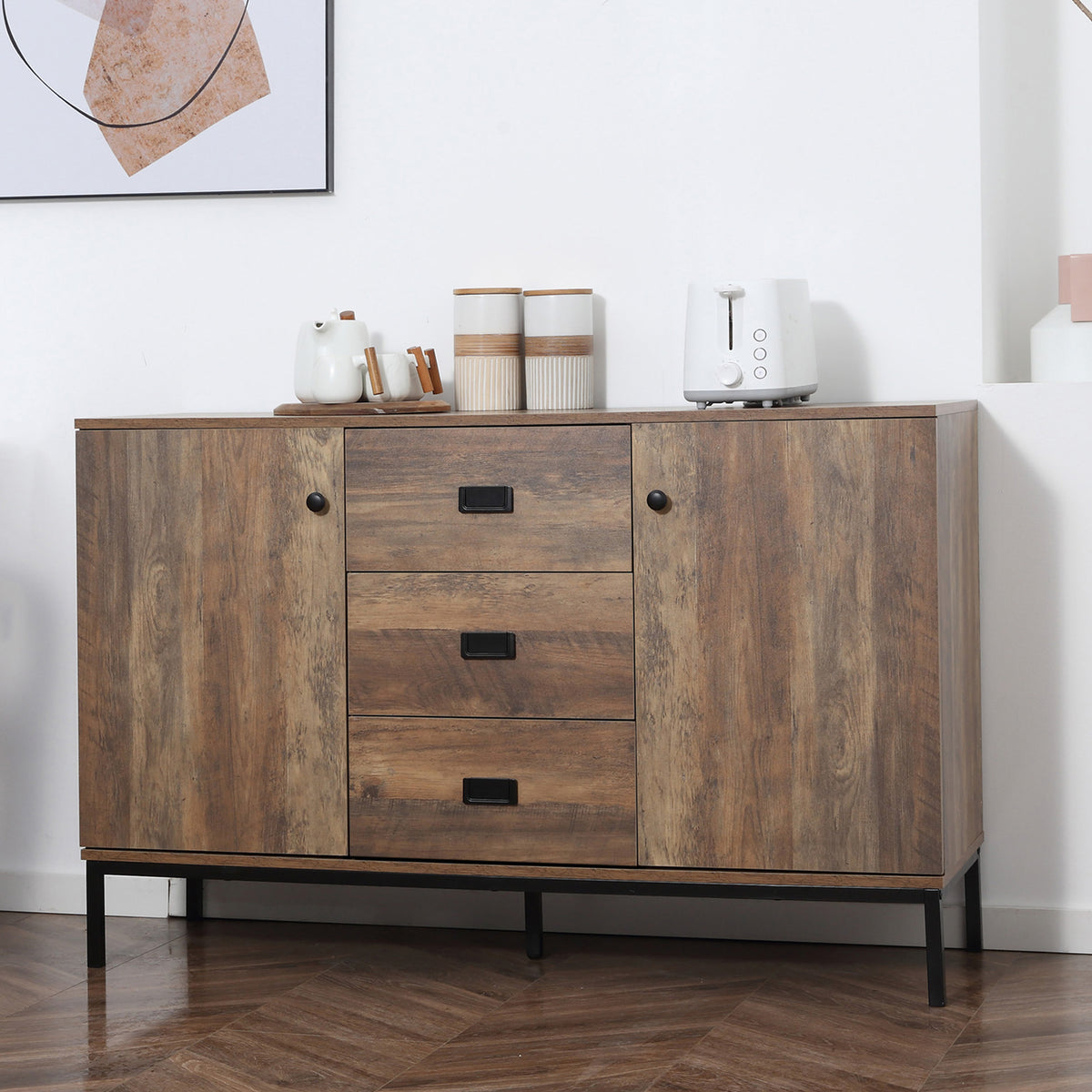 Industrial Sideboard with 2 Doors and 3 Drawers – 47"W x 30"H