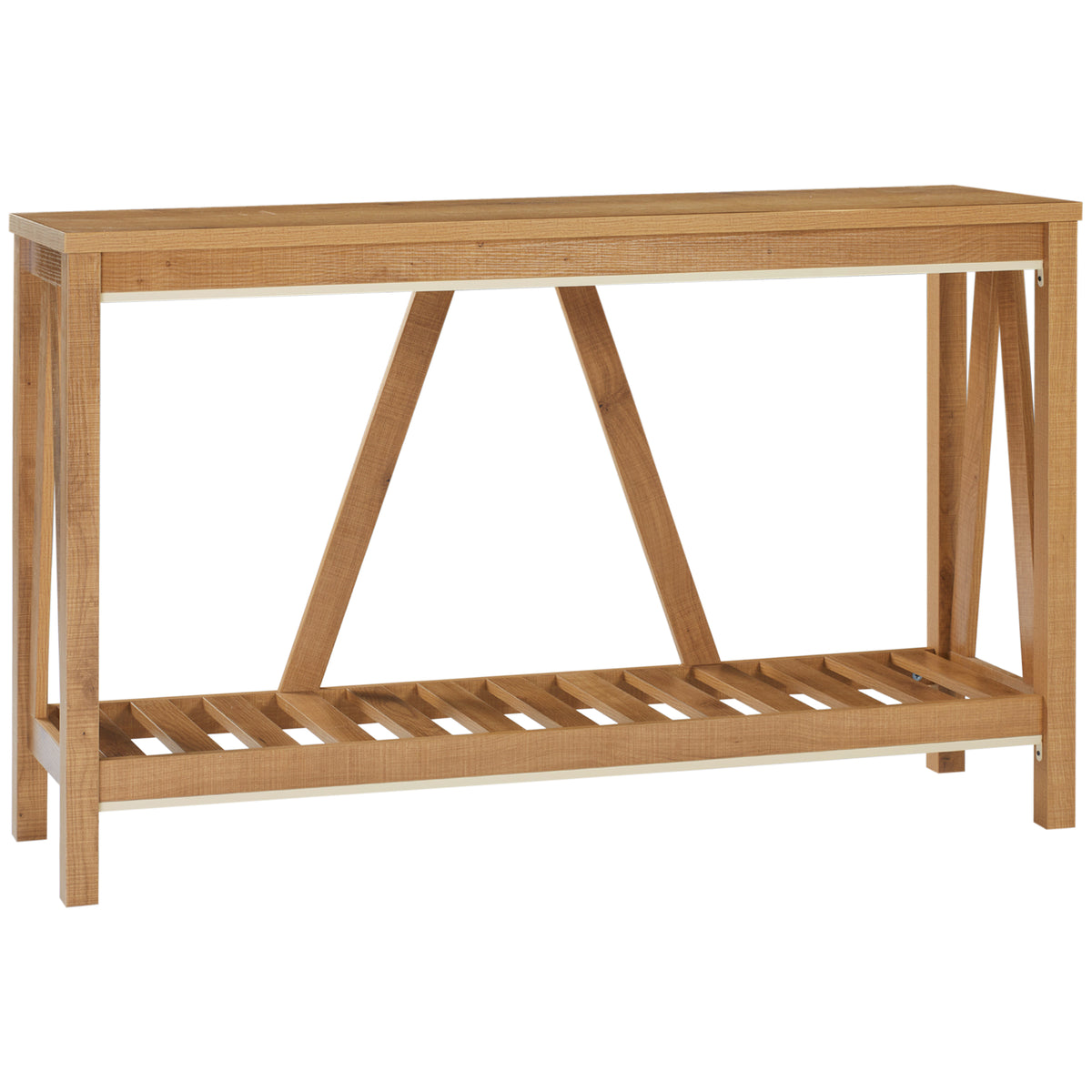 Farmhouse Console Table with Storage Shelf, Brown