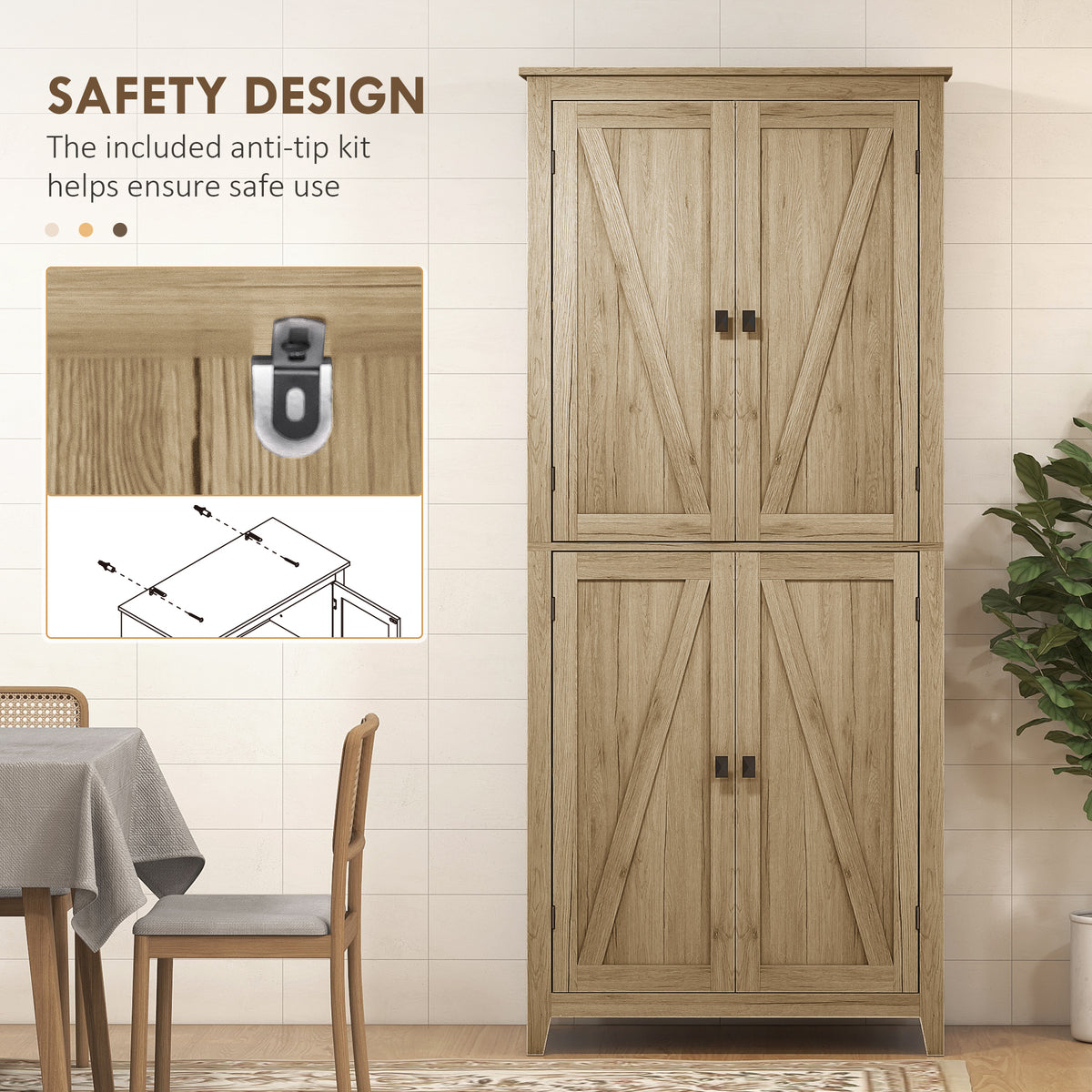 Kitchen Pantry Cabinet with Doors and Shelves – 32"W x 72"H