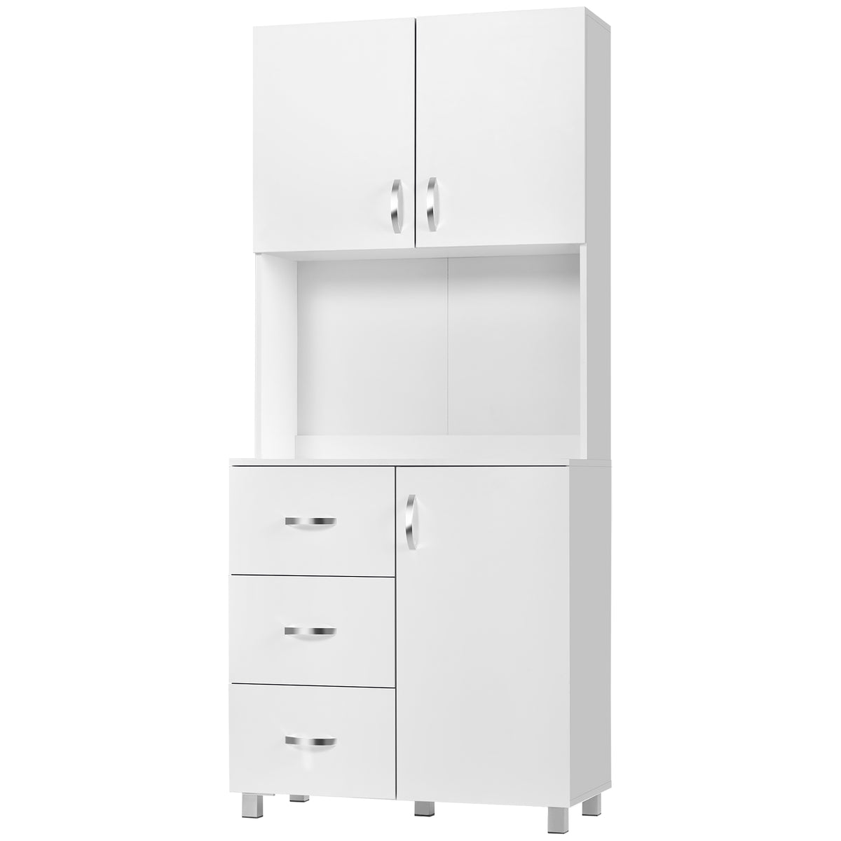 Kitchen Buffet with Hutch, 2 Cabinets and 3 Drawers – 32"W x 72"H
