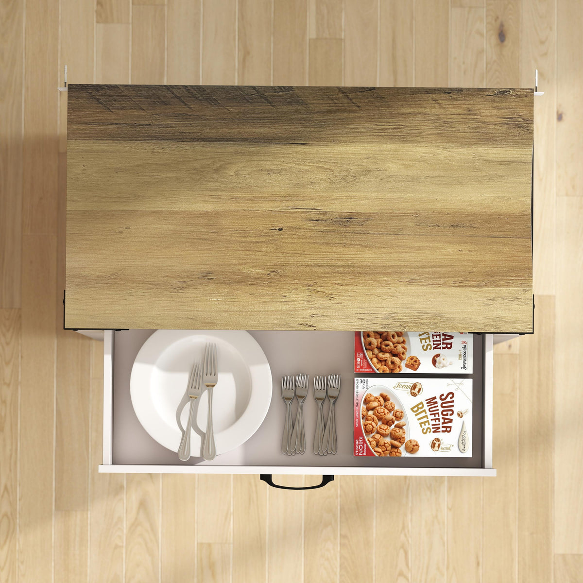 Farmhouse Kitchen Storage Cabinet with Drawer and Shelf – 31"W x 33"H