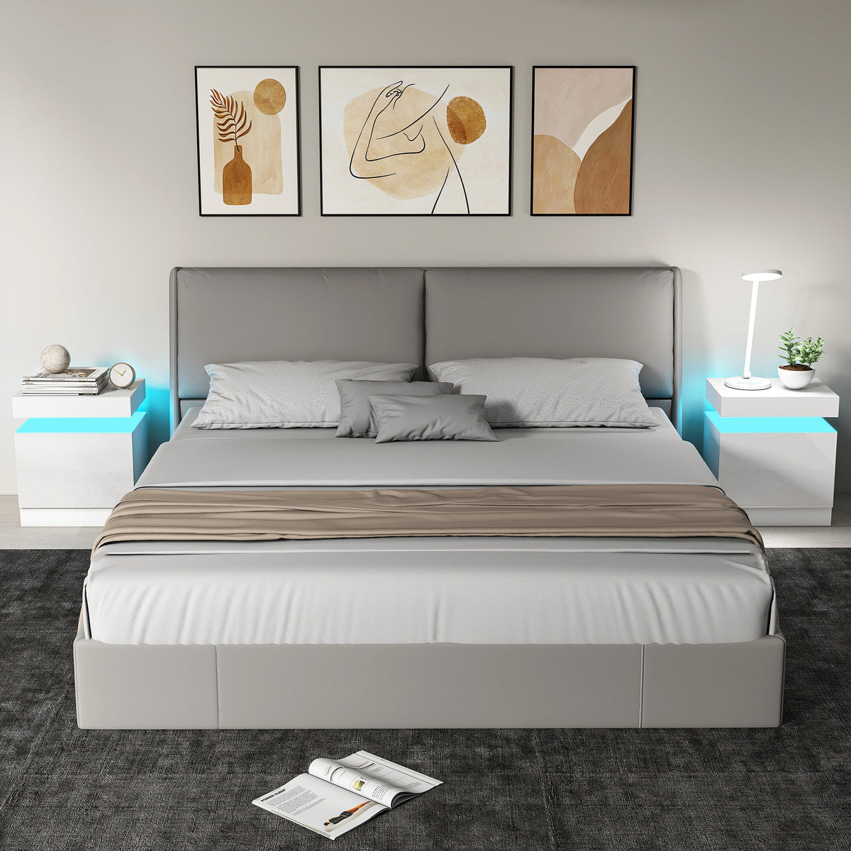 LED Nightstands with 2 Drawers, Set of 2 – 18"W x 21"H