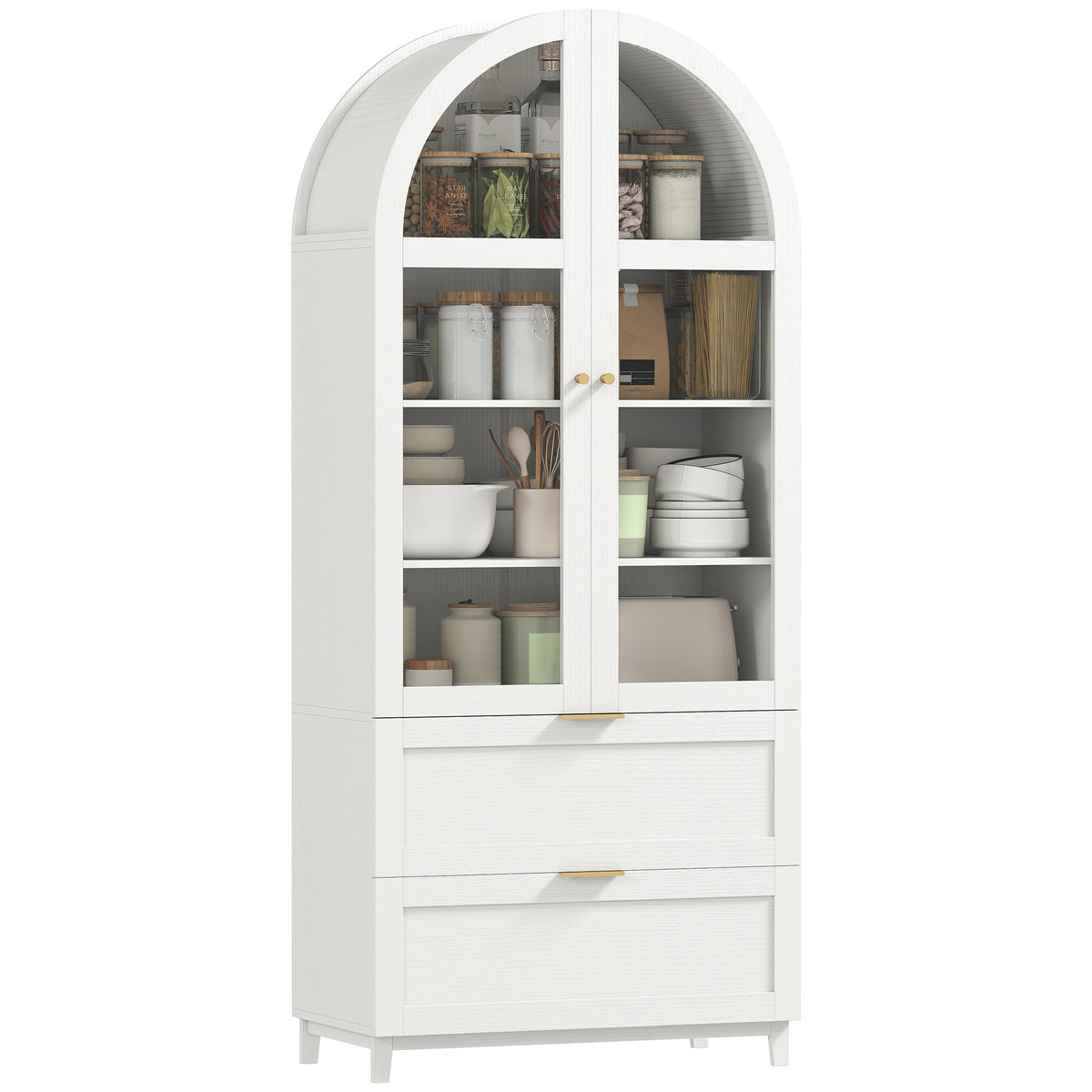 Farmhouse Kitchen Storage Cabinet with 2 Drawers – 31"W x 71"H