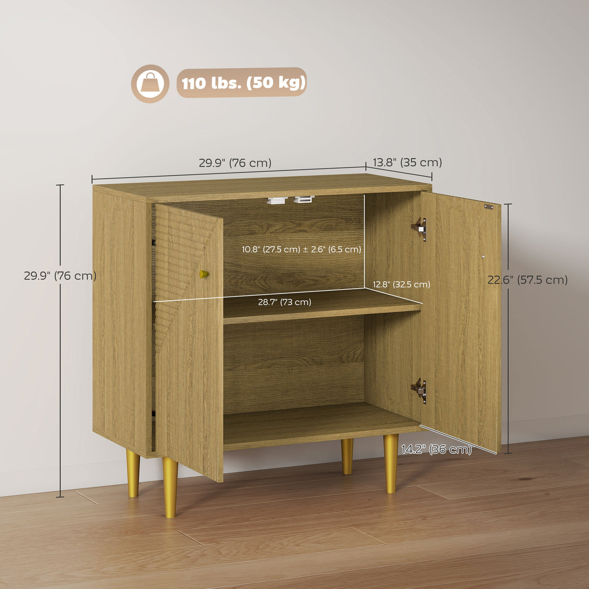 Sideboard with Adjustable Shelf – 30"W x 30"H