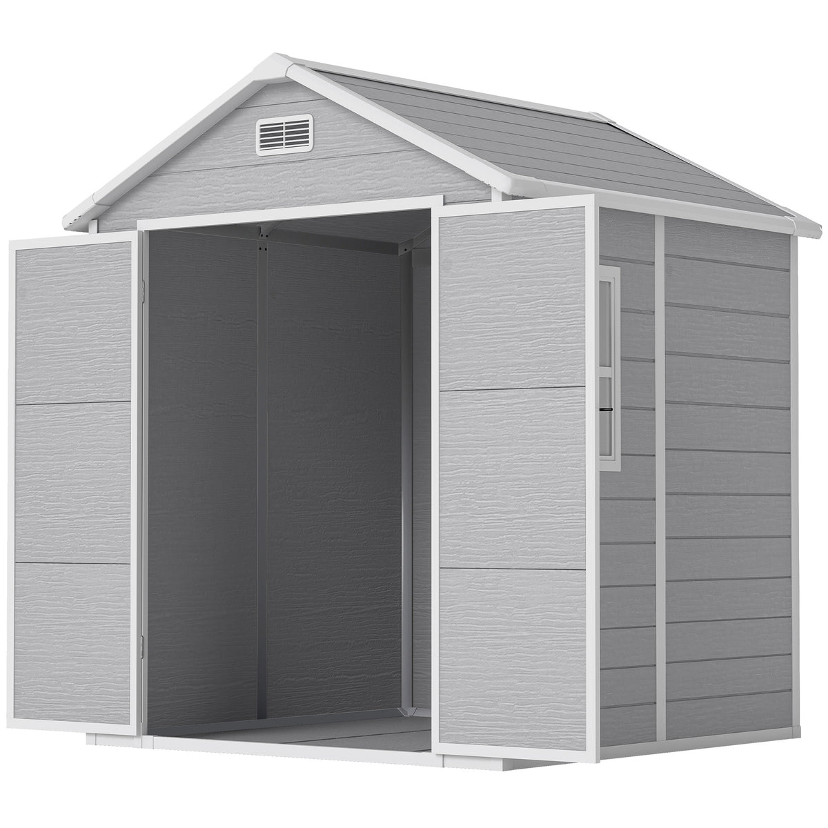 6x5 Plastic Garden Shed, Outdoor Storage Shed with Floor, Window, Lockable Doors and Vents