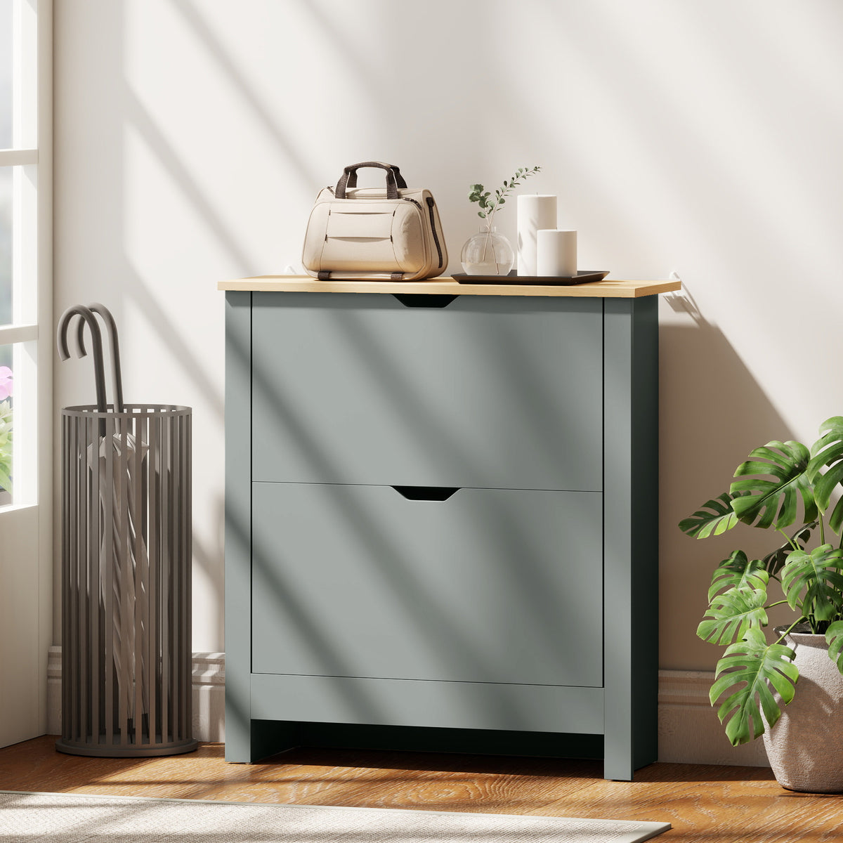 Shoe Storage Cabinet with 2 Flip Drawers – 28"W x 44"H