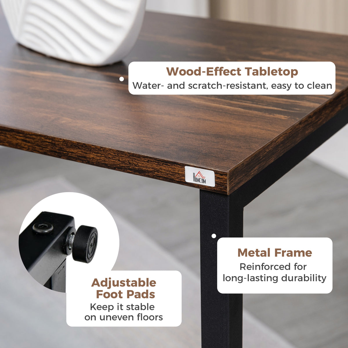 Nesting Side Tables Set of 3 – C-Shaped, Rustic Brown