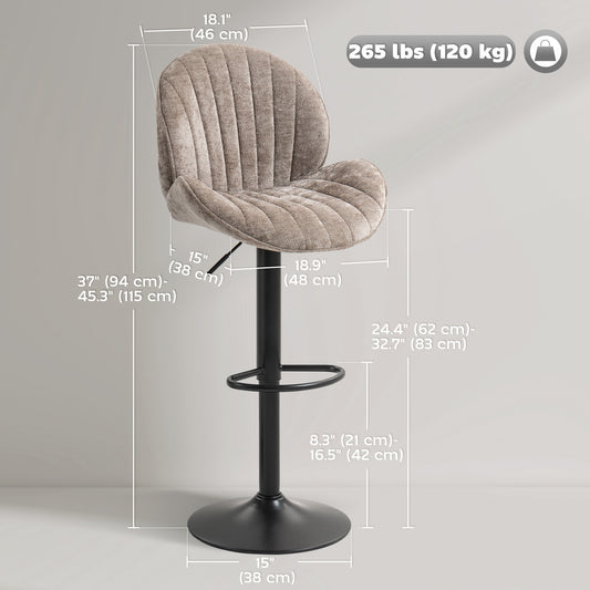 Chenille Shell-Back Swivel Bar Stools, Adjustable Height, Set of 2