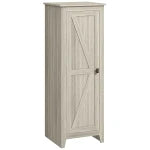 HOMCOM 67" Farmhouse Pantry Cabinet with Barn Door – White, 5‑Shelf Storage