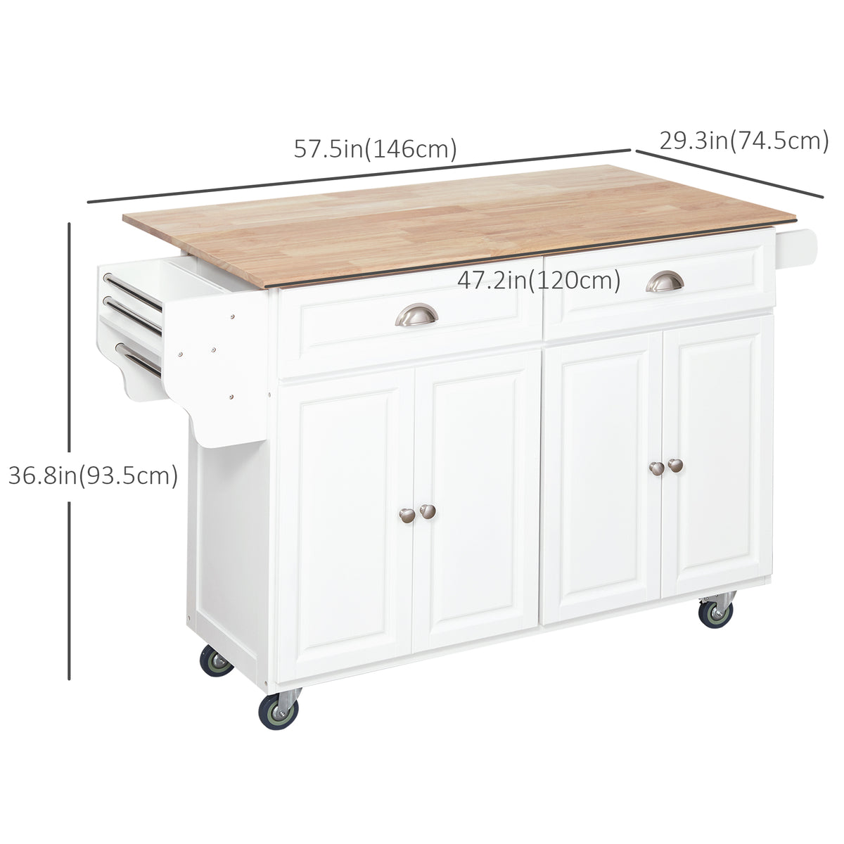 Kitchen Island with Storage – 58"W x 37"H