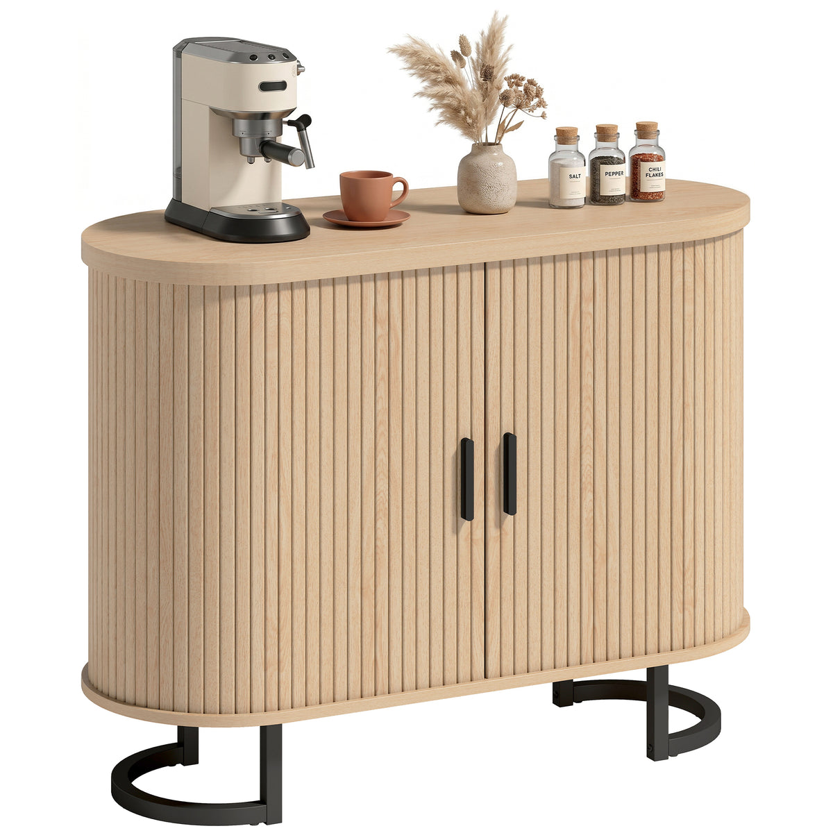 Sideboard Buffet Cabinet with Curved Tambour Doors – 39"W x 30"H