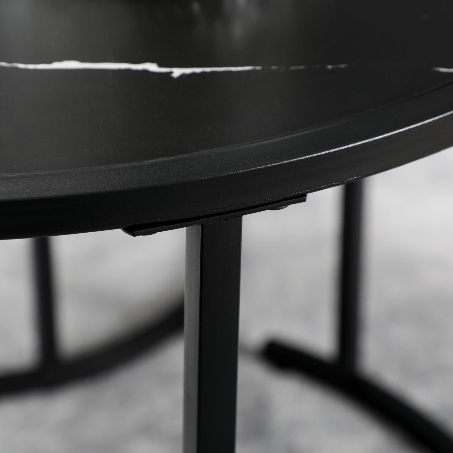 Modern Round Nesting Coffee Table Set, Faux Marble Top, Metal Frame, 2-Piece