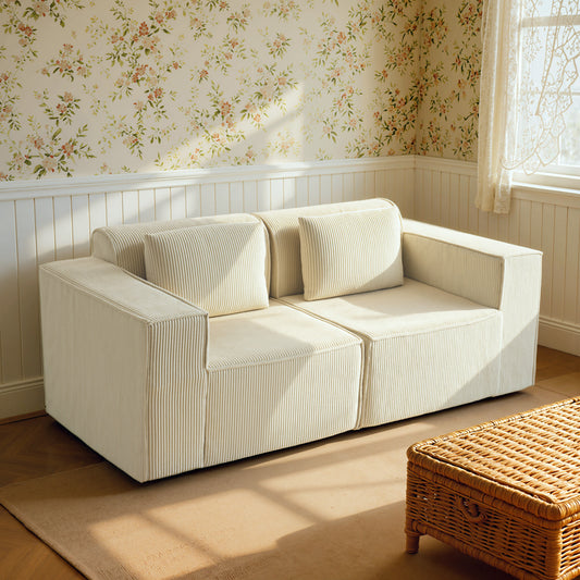 Corduroy Boneless 3-Seater Sofa with Wide Arms