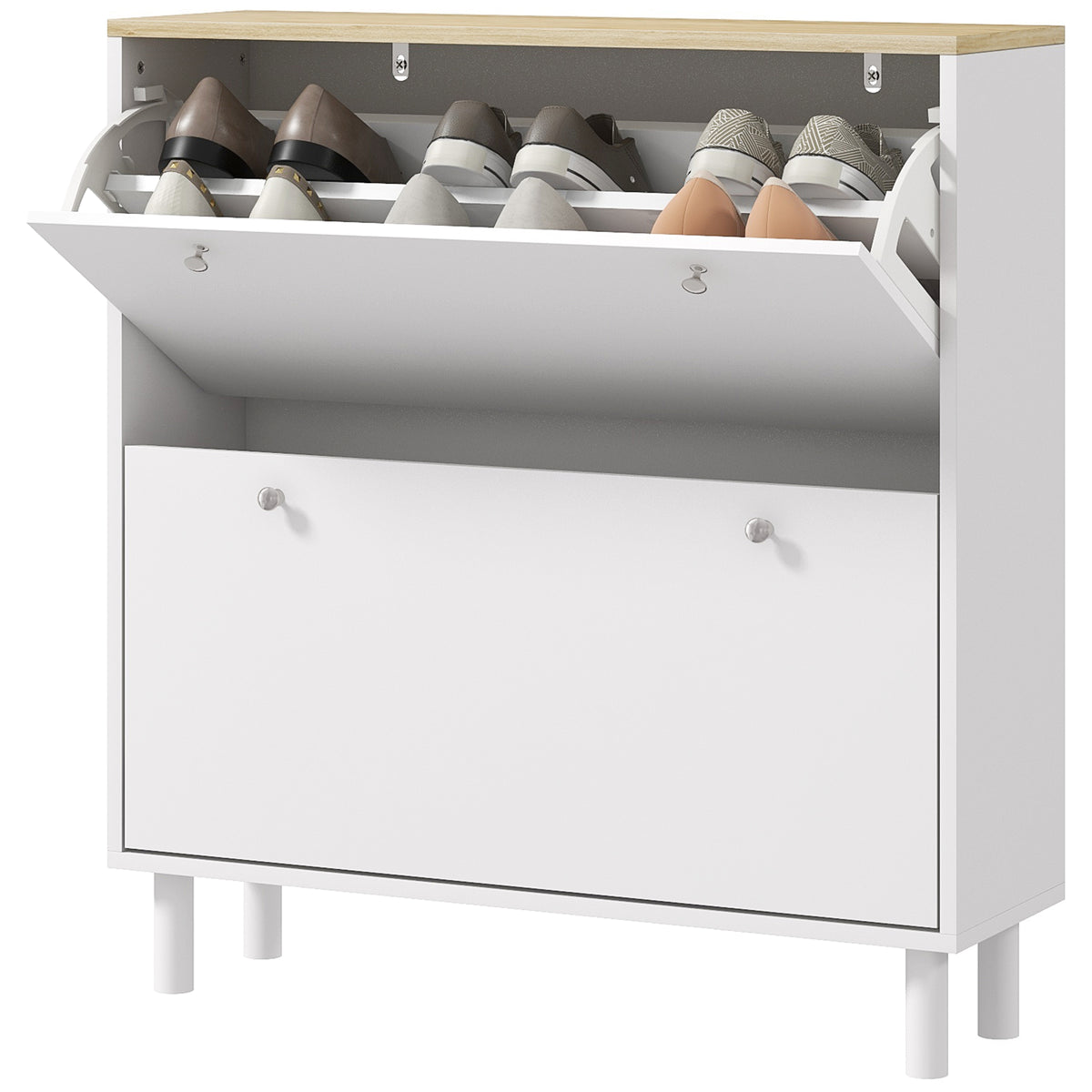 Shoe Cabinet with 2 Drawers and Adjustable Shelves – 32"W x 34"H