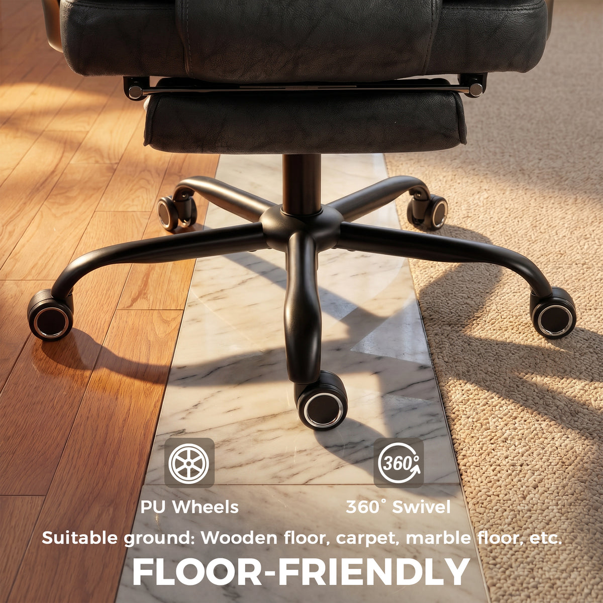 Executive Office Chair, Leathaire Big and Tall Office Chair 400 lbs with Wide Seat, Black
