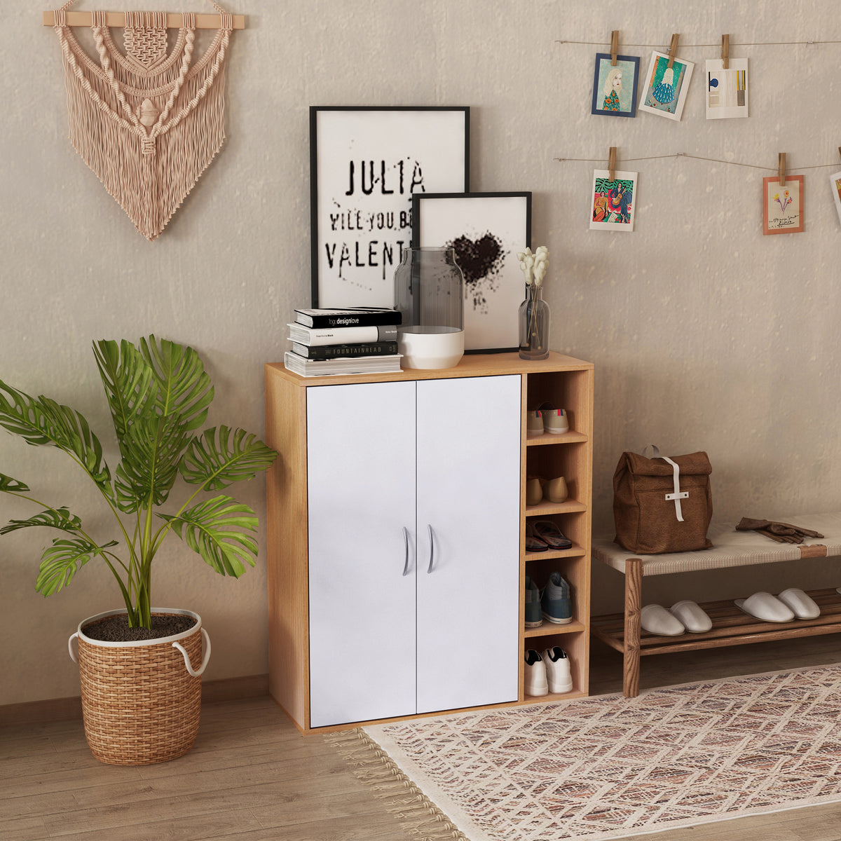 Free-Standing 3-Tier Shoe Cabinet with Adjustable Shelves – 32"W x 36"H