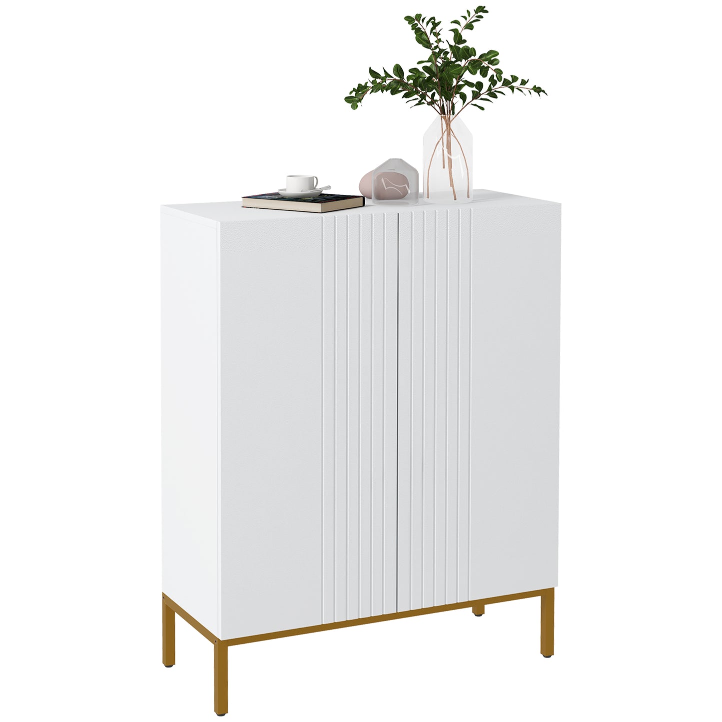 Narrow White Shoe Storage Cabinet: Adjustable Shelves, Soft-Close Hinges, 15-20 Pairs