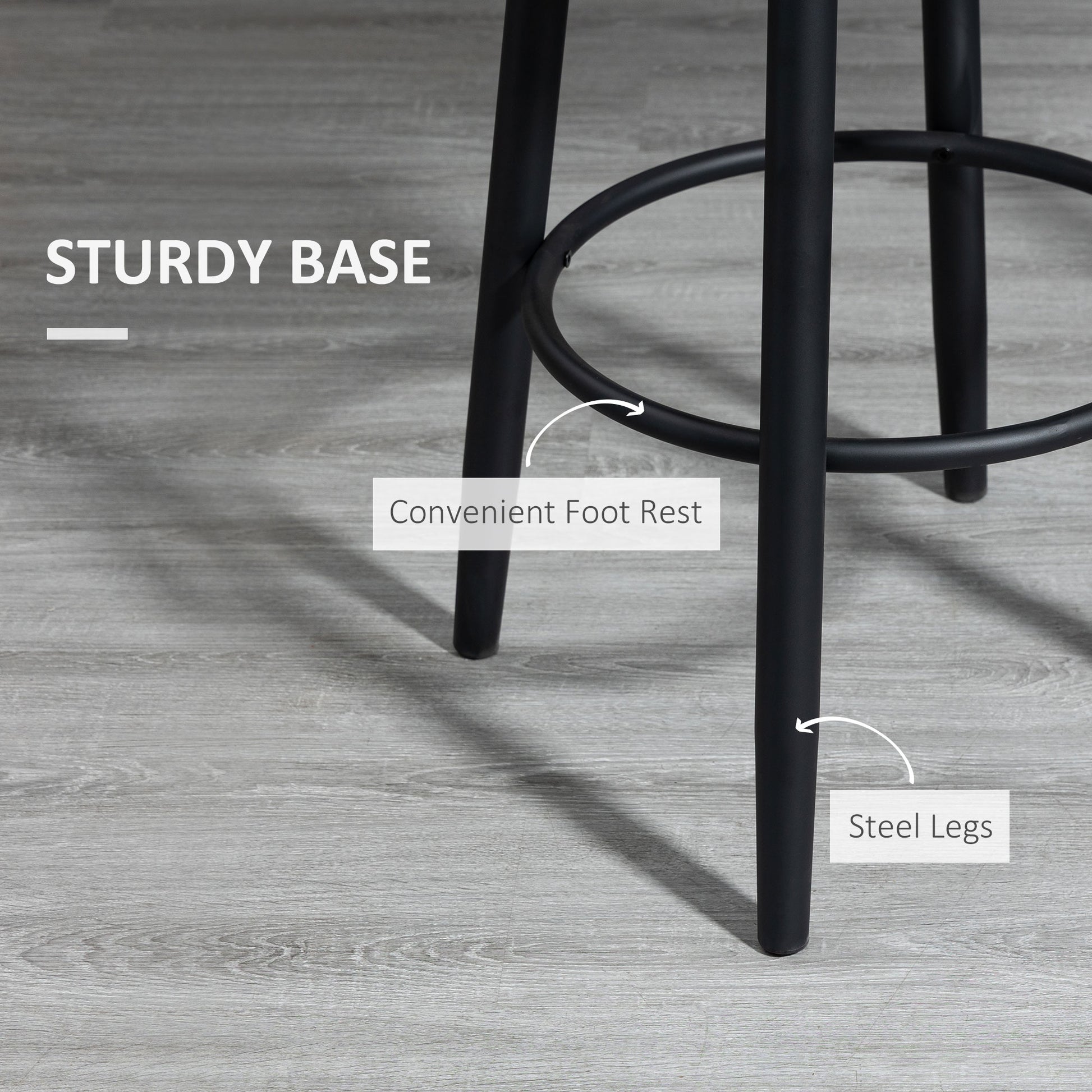 HOMCOM Extra Tall Bar Stools, 360° Swivel, Charcoal Grey