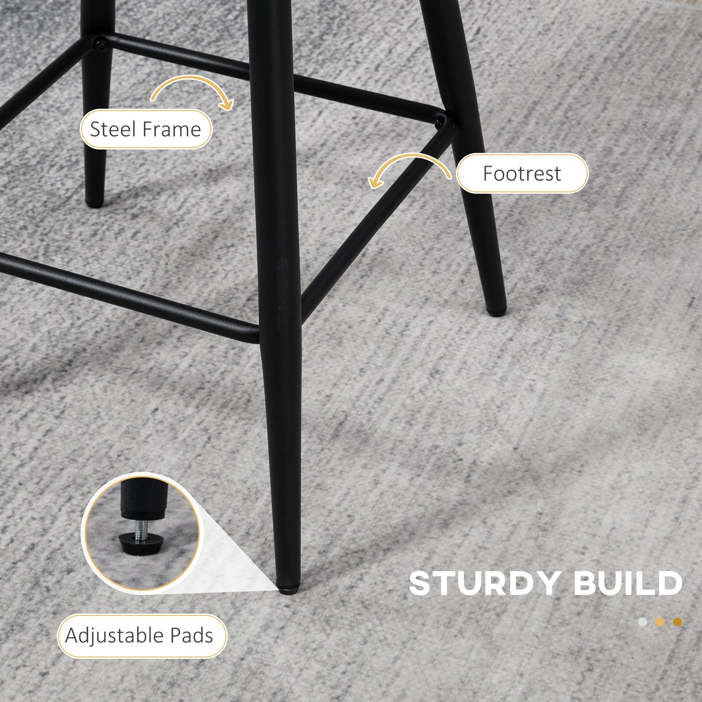 Luxurious Cream Faux Cashmere Counter Height Bar Stools Set of 2