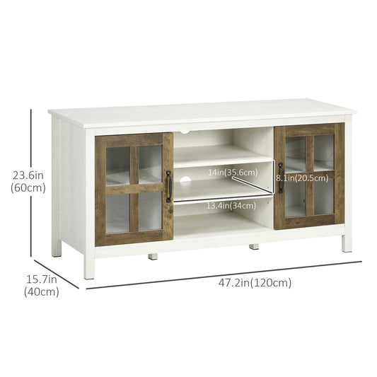 HOMCOM Modern Farmhouse TV Stand Cabinet for 55-inch TVs with Storage, White