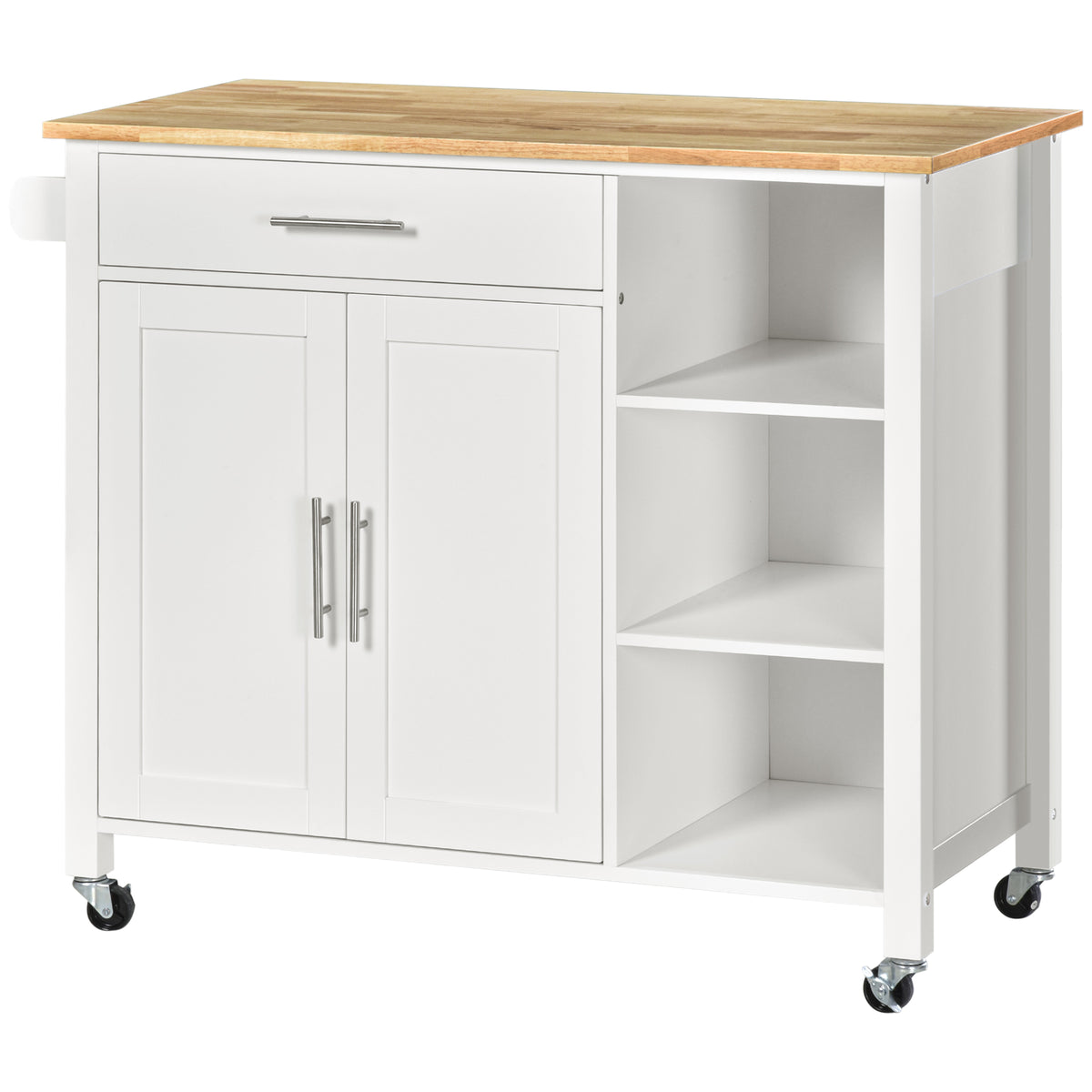 Rolling Kitchen Island with Drawer and Swivel Wheels – 42"W x 35"H