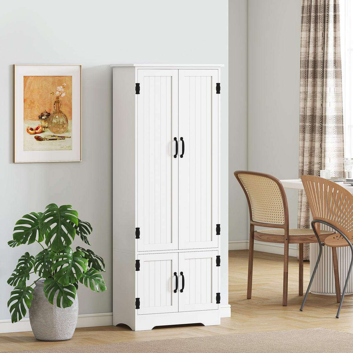 4-Door Pantry Storage Cabinet with Adjustable Shelves – 24"W x 60"H