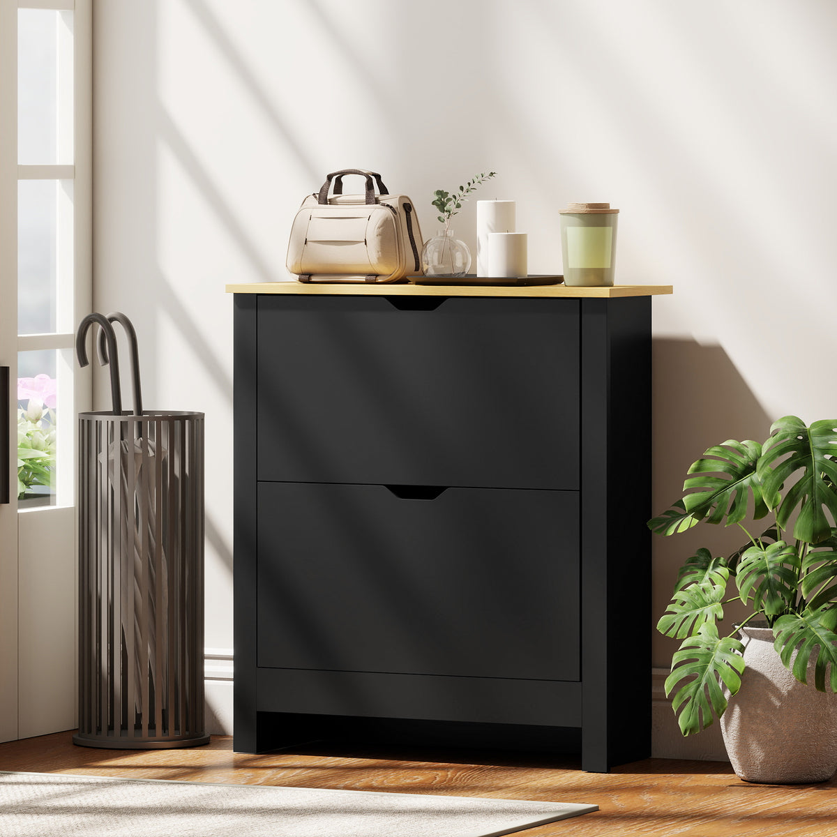 Shoe Storage Cabinet with 2 Flip Drawers – 28"W x 31"H
