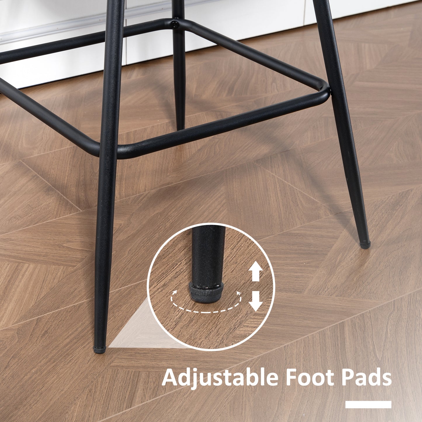 HOMCOM 2-Pack Counter Height Bar Stools, Brown PU Leather, Steel Legs