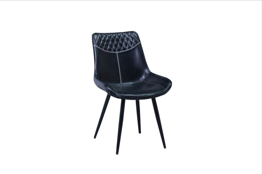PU Dining Chair with Black Metal Legs – Set of 2