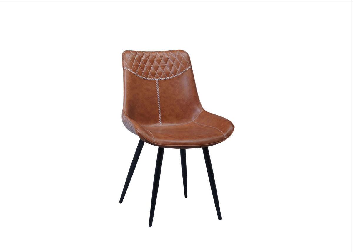 PU Dining Chair with Black Metal Legs – Set of 2