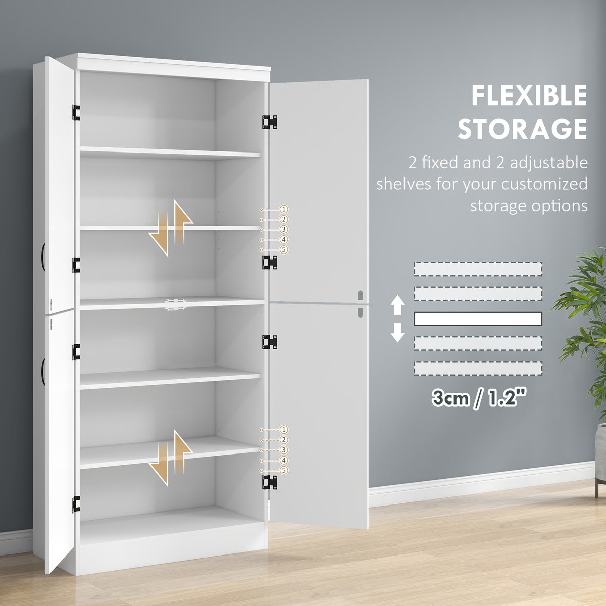 4-Door Storage Cabinet with Adjustable Shelves – 30"W x 70"H