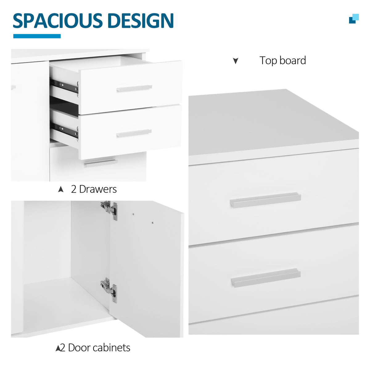 High Gloss Sideboard with 2 Drawers and 2 Doors – 28"W x 30"H