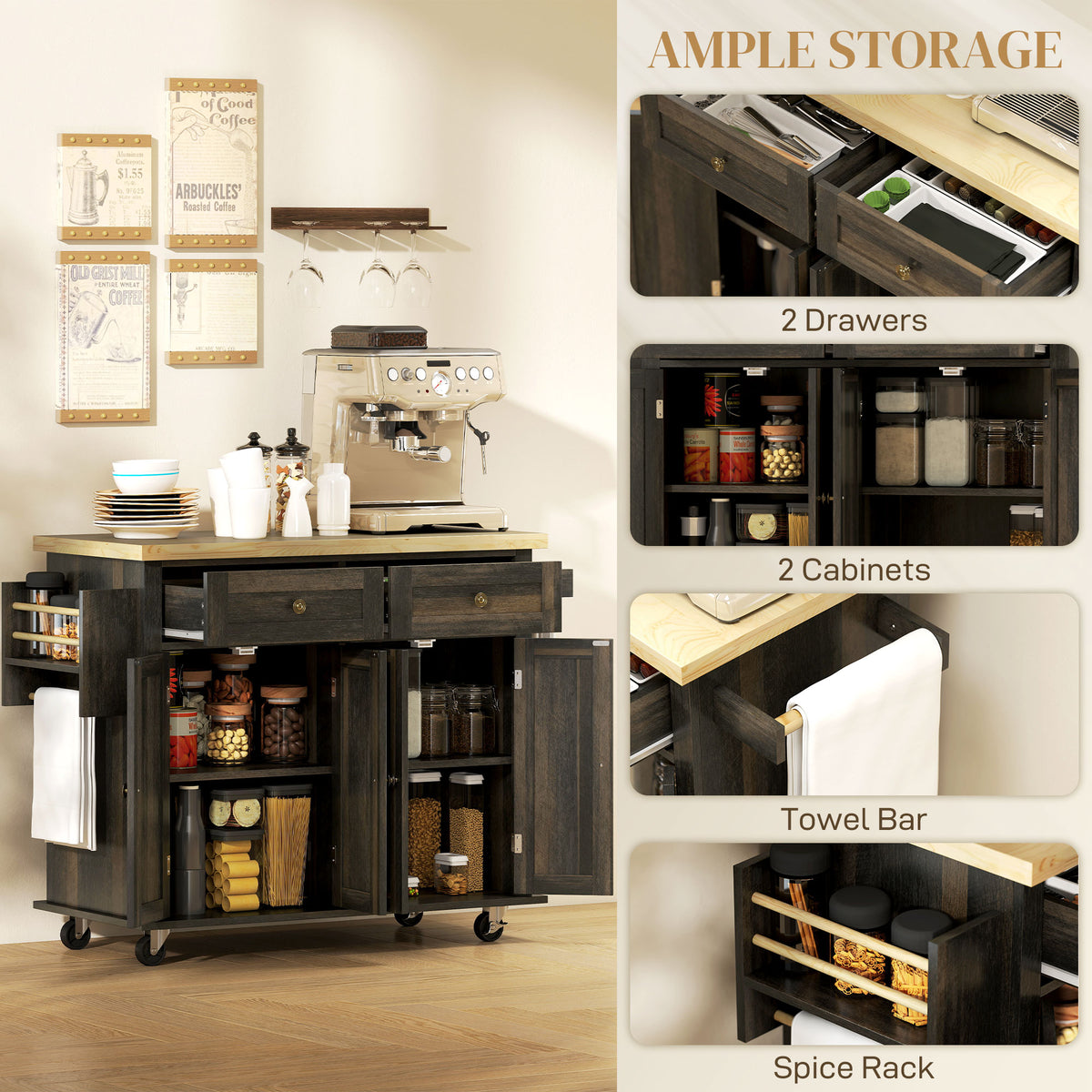 Kitchen Island with Storage – 44"W x 33"H