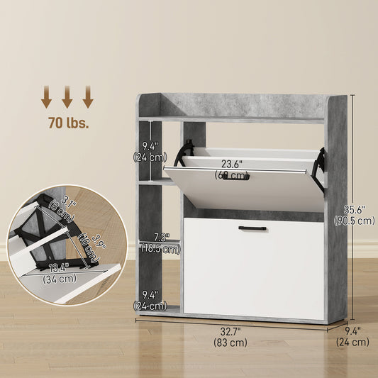 Shoe Cabinet with 2 Flip Drawers – 33"W x 36"H