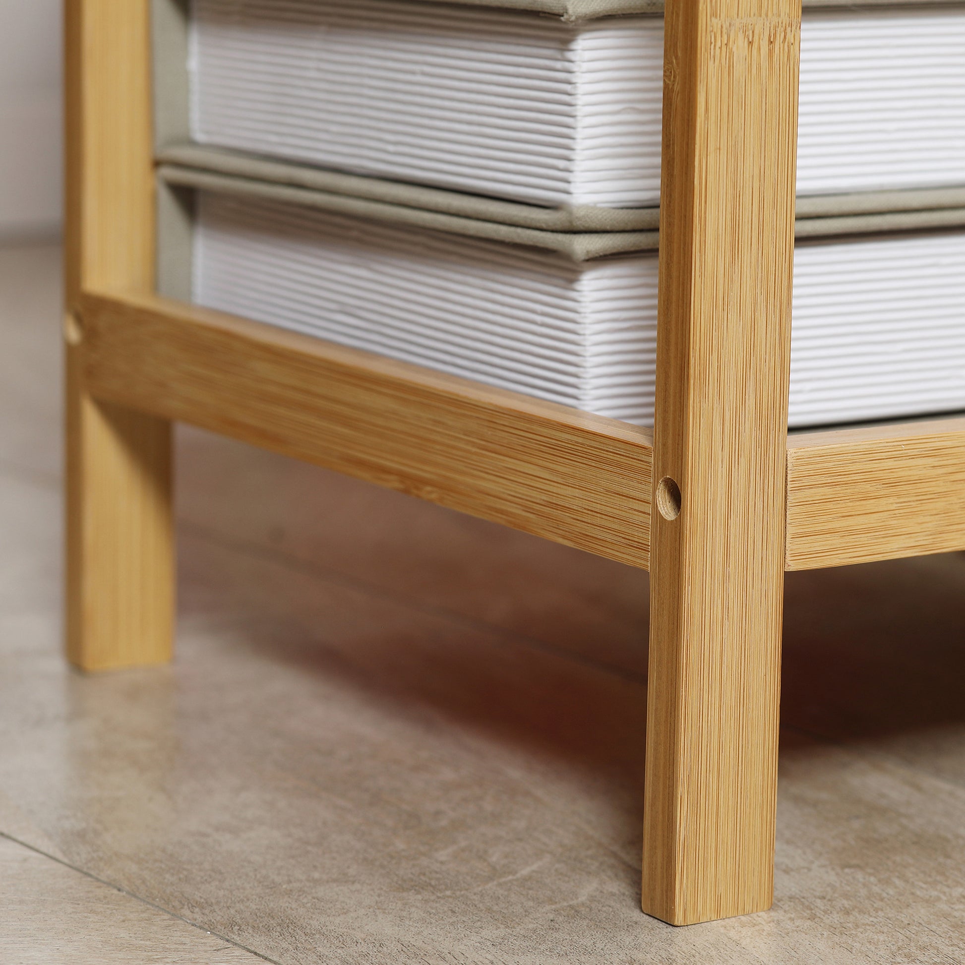 HOMCOM Slim Bamboo Side Table Nightstand with Drawer and Storage Shelf, Natural