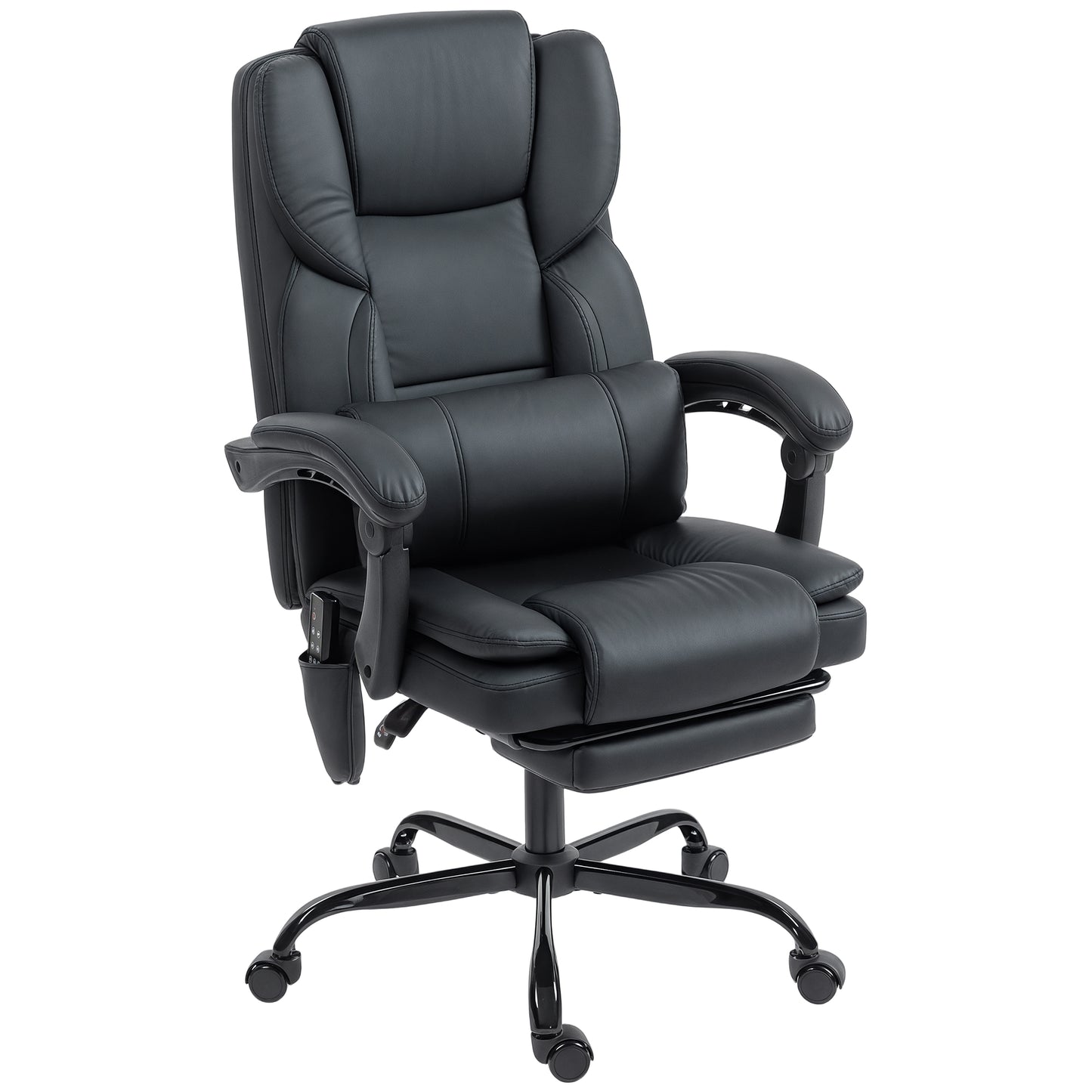 HOMCOM Ergonomic Massage Office Chair with Reclining Footrest, Lumbar Support, Black