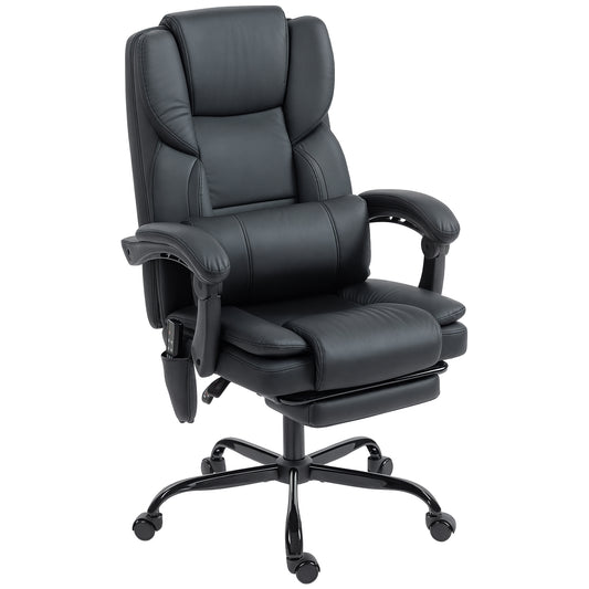 HOMCOM Ergonomic Massage Office Chair with Reclining Footrest, Lumbar Support, Black