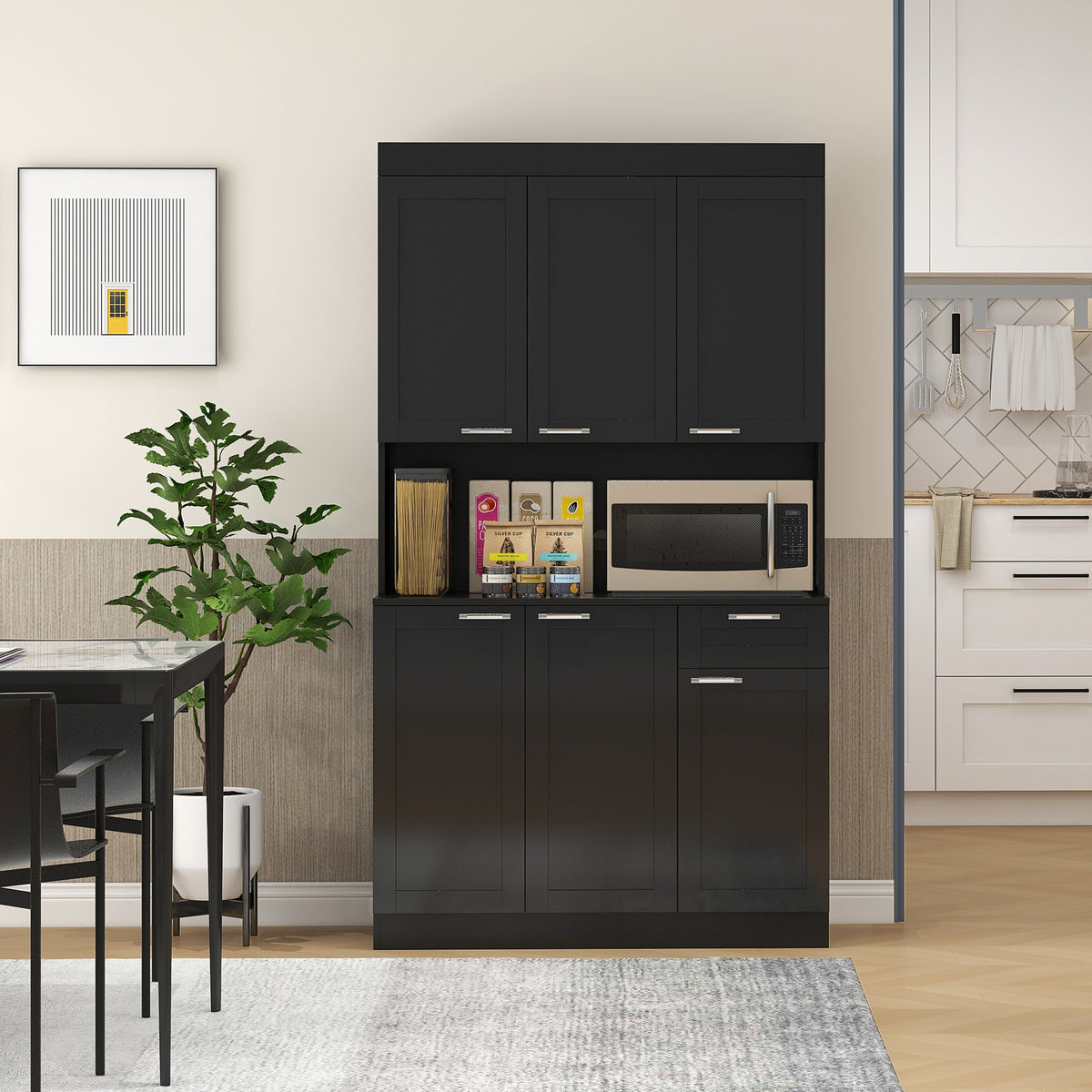 Kitchen Pantry Storage Cabinet with Hutch – 40"W x 71"H