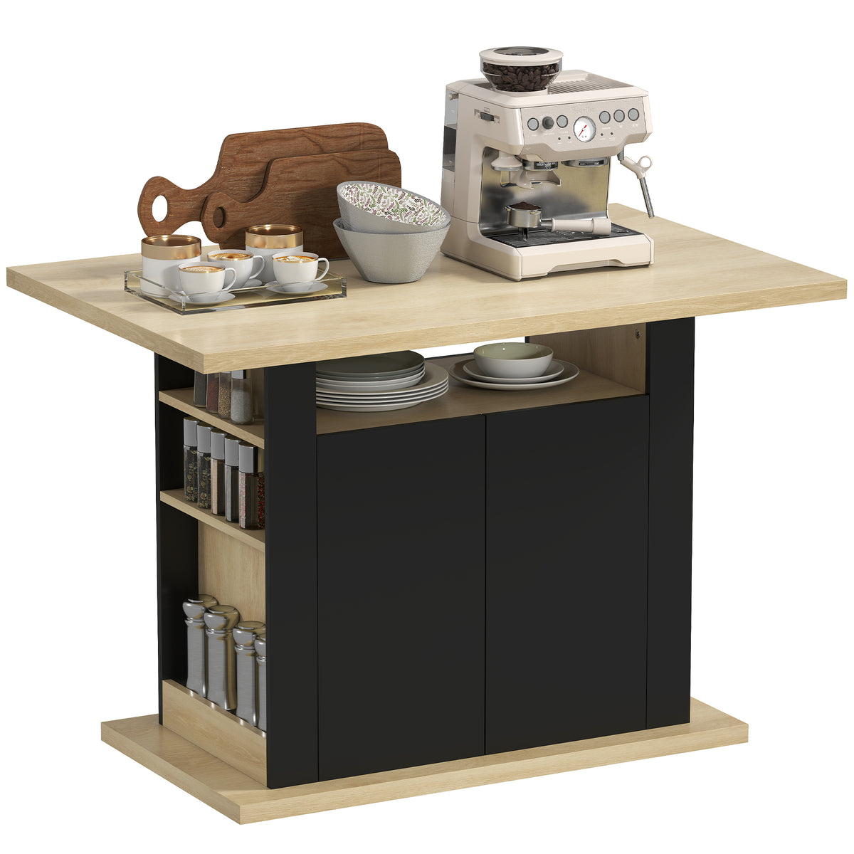 Kitchen Island Dining Table with Storage Cabinet – 43"W x 30"H