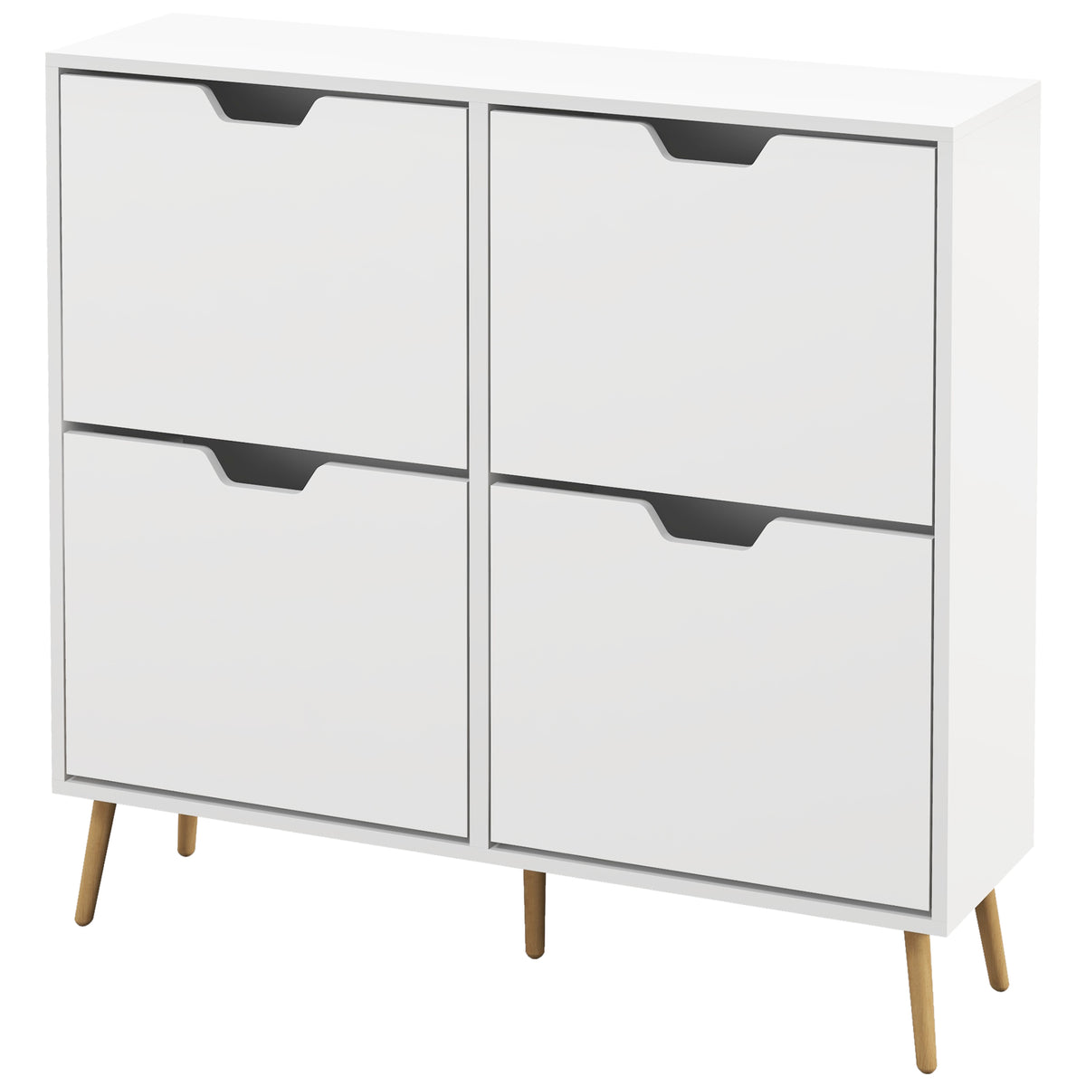 Shoe Storage Cabinet with 4 Flip Drawers and Adjustable Shelf – 37"W x 37"H