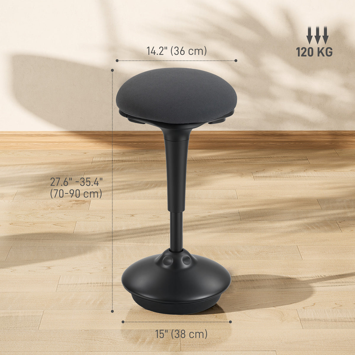 Swivel Standing Desk Chair, Backless Wobble Stool Chair, Dark Grey