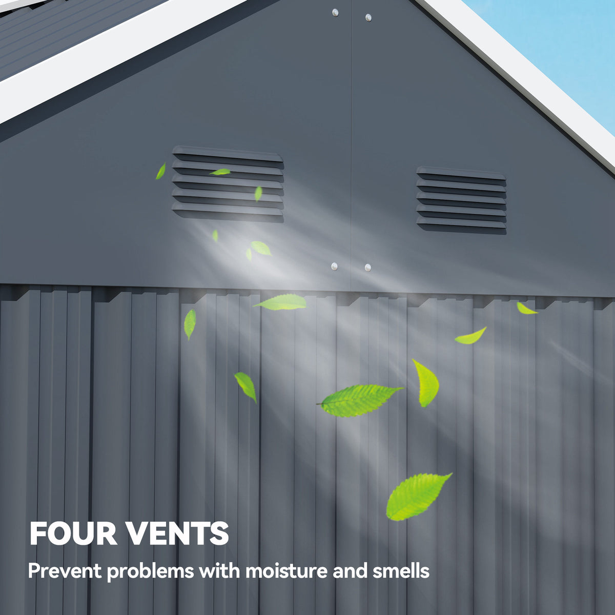 7' x 5.5' Metal Garden Storage Shed, Outdoor Tool Storage House with Lockable Door, Vents, Sloped Roof