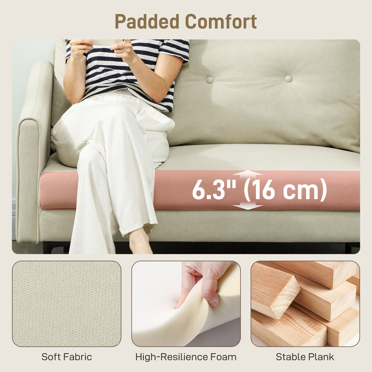 Button-Tufted 2-Seater Sofa