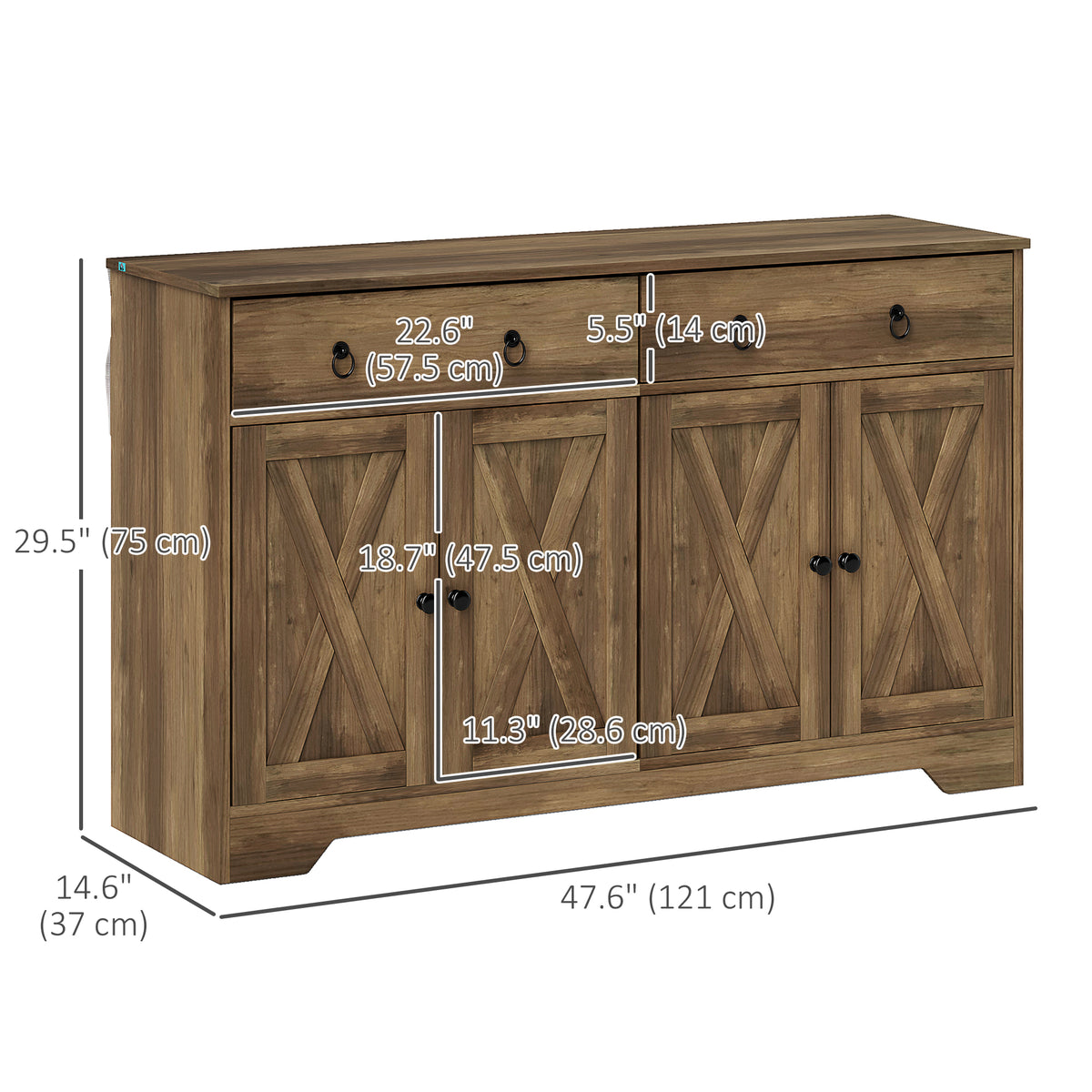 Sideboard Cabinet with 2 Drawers – 48"W x 30"H