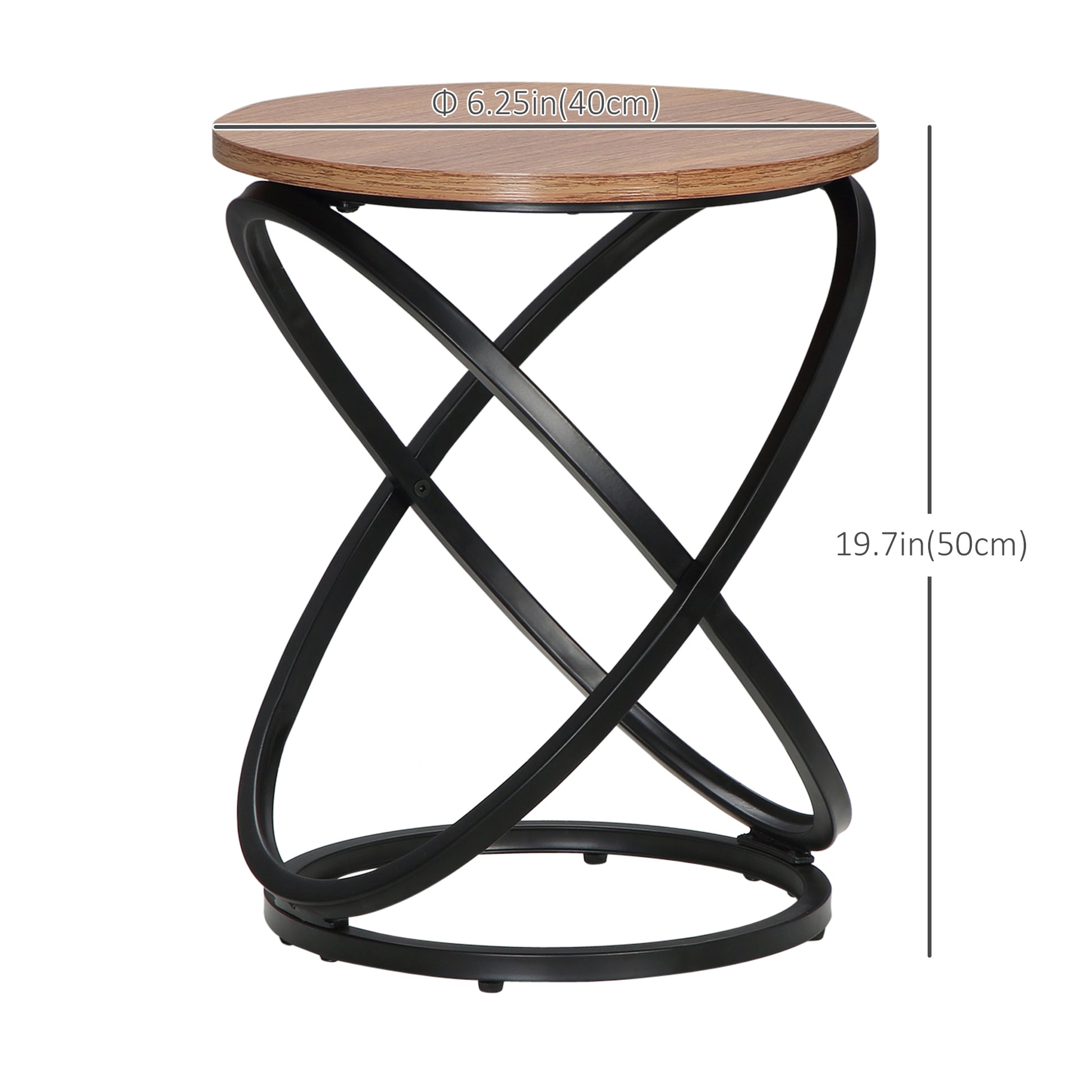 HOMCOM Industrial End Table Round 40cm x 50cm Steel Frame